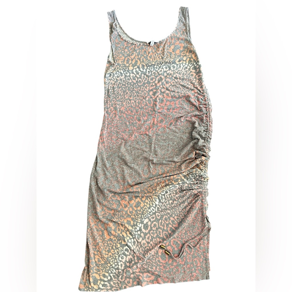 Skinnygirl Gray and Orange Leopard Print Midi Dress